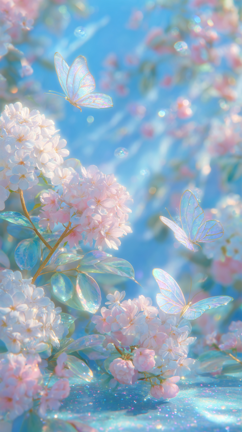 Dreamy Blossoms and Crystal Butterflies