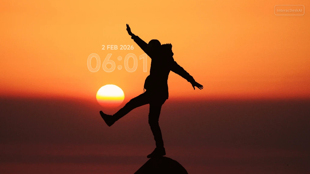 Balancing Silhouette at Sunset