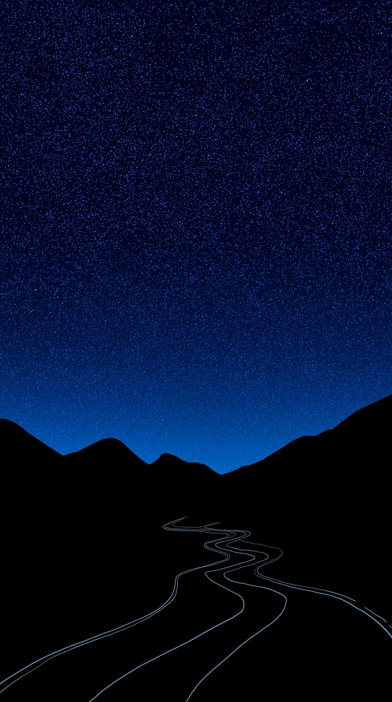 Winding Road Under the Stars