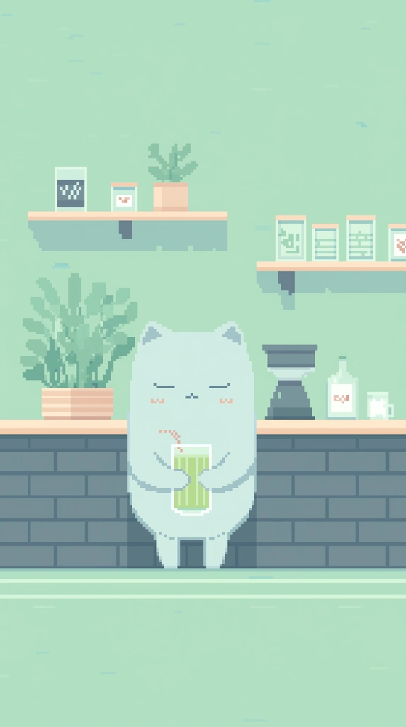 Pixel Cat's Afternoon Drink