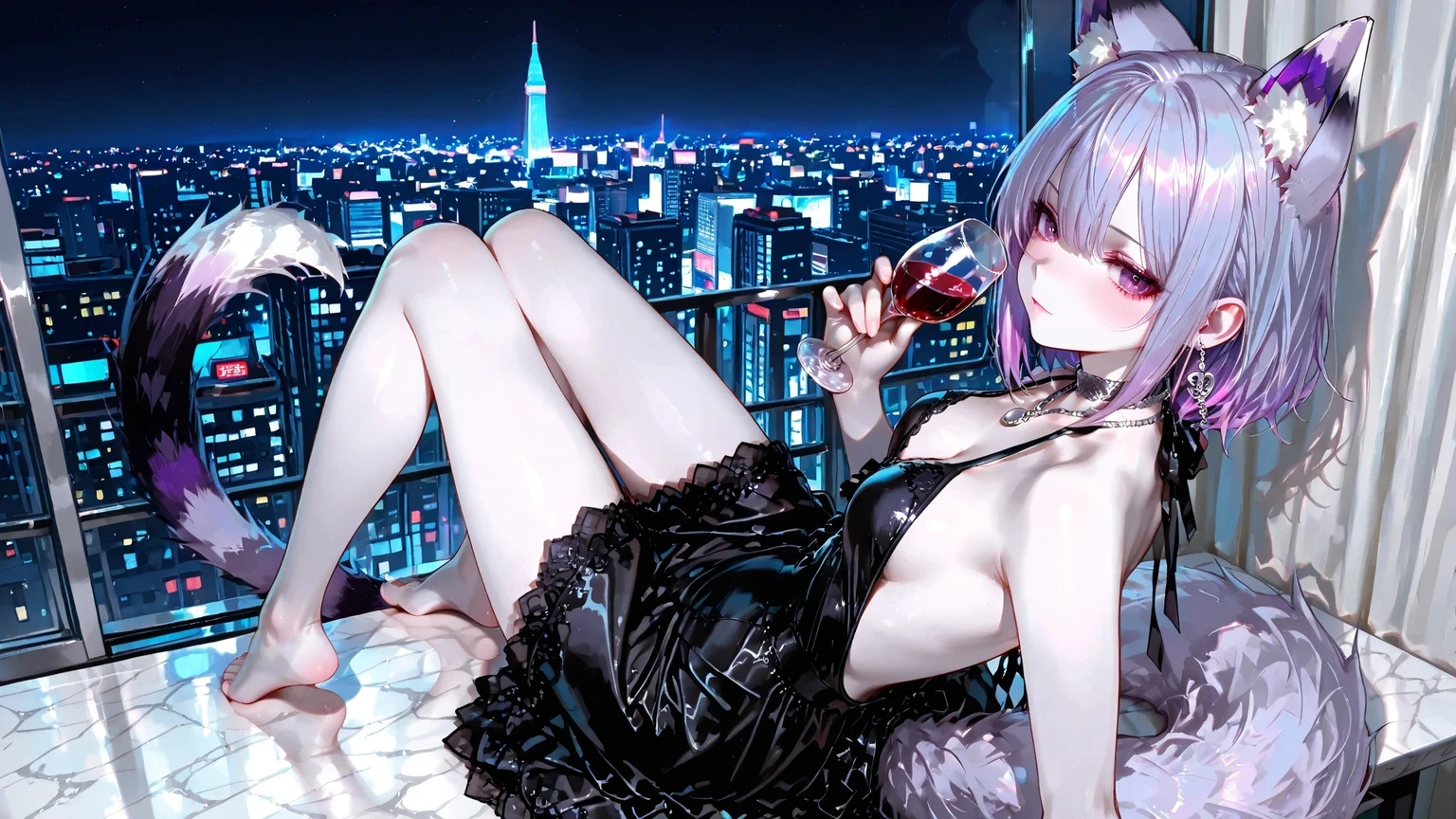 Cat-Eared Girl in the Night City